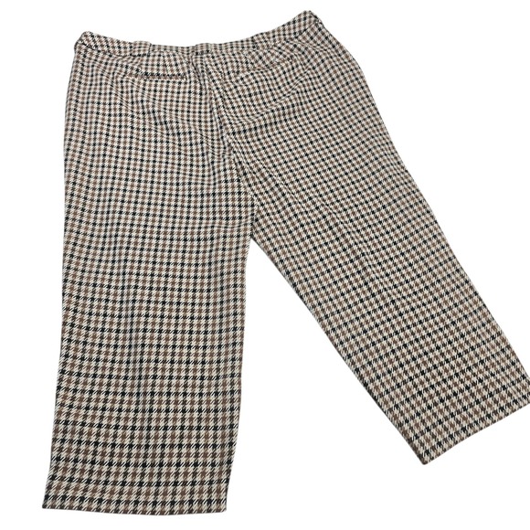 Lane Bryant Brown Houndstooth Pants Plus Size 28 Straight Leg Career Trousers - Picture 2 of 7